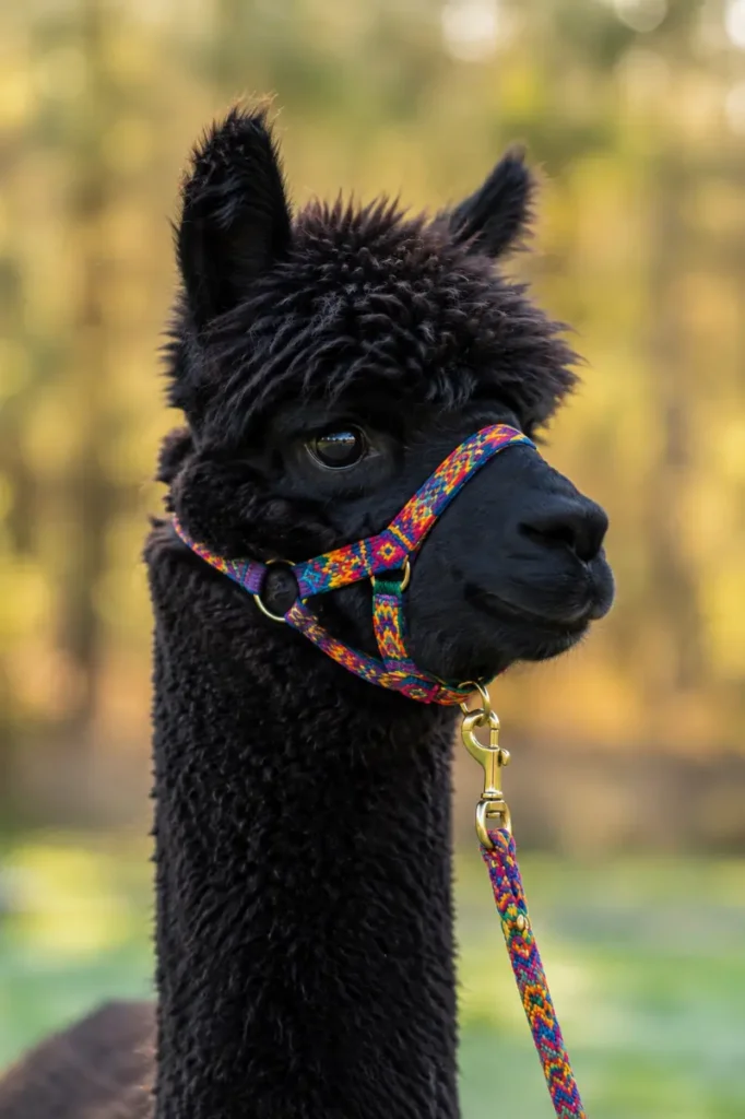 lama-2 Alpaka s vôdzkou