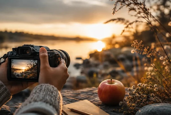 Základy vedomého fotografovania – titulka, v prírode s fotoaparátom a jalčkom